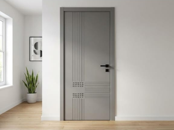 Grey flush door groove pattern, render
